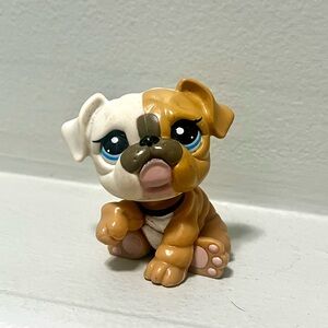 Littlest Pet Shop #3587 Bulldog Mama Tan Blue Eyes Authentic 2007 hasbro dog